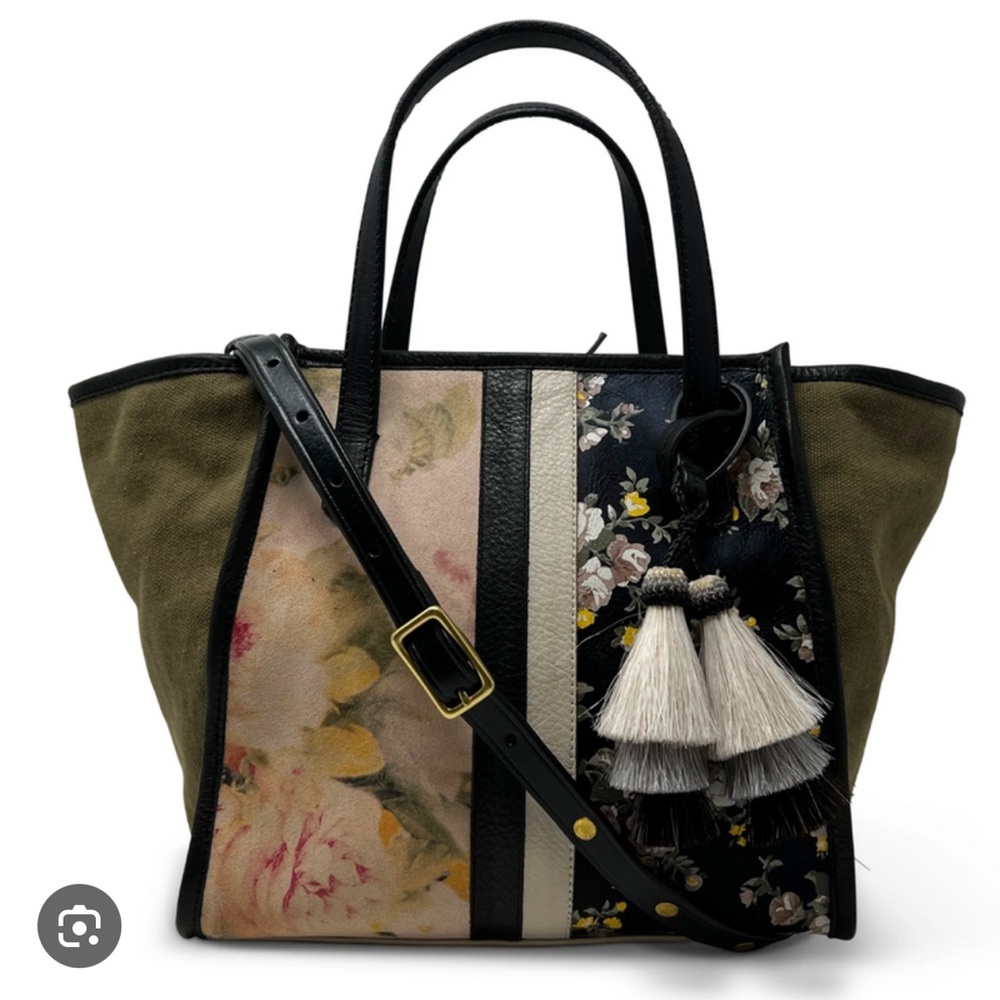 Kenton & Co Army Green Floral Mini Tote Bag NWOT